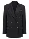 Brunello Cucinelli Double-breasted Virgin Wool Blazer In Black