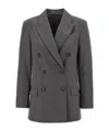 Brunello Cucinelli Grey Double-breasted Blazer In Black