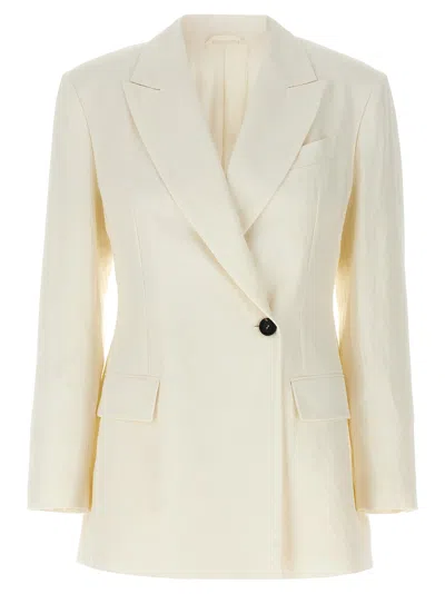 Brunello Cucinelli Double-breasted Blazer Blazer And Suits White In Beige