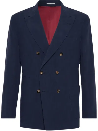 Brunello Cucinelli Double-breasted Blazer In Blue