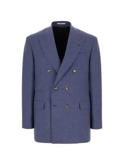 Brunello Cucinelli Double-breasted Blazer In Blue
