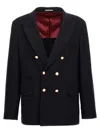 Brunello Cucinelli Double-breasted Blazer With Notched Lapels In Blue