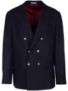 Brunello Cucinelli Double-breasted Blazer With Notched Lapels In Blue