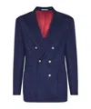 Brunello Cucinelli Corduroy Double-breasted Jacket Peak Lapels In Blue