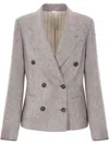 Brunello Cucinelli Double-breasted Blazer In Gray