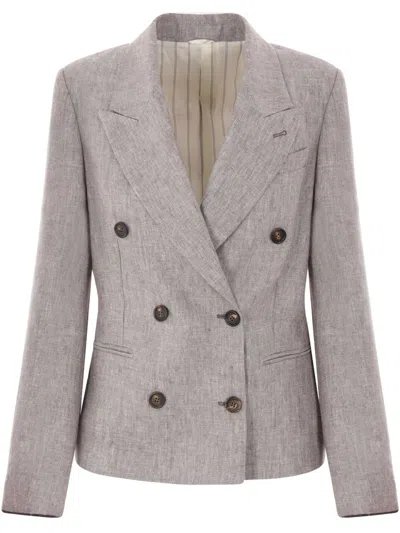 Brunello Cucinelli Double-breasted Blazer In Brown