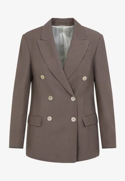 Brunello Cucinelli Double-breasted Blazer In Brown