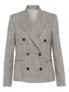 Brunello Cucinelli Double-breasted Blazer In Gray