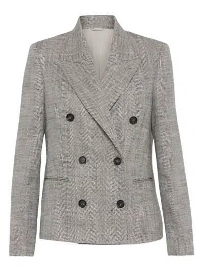 Brunello Cucinelli Double-breasted Blazer In Brown