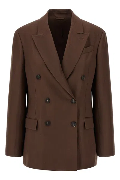 Brunello Cucinelli Double-breasted Blazer In Brown