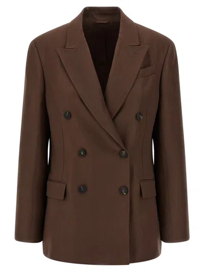 Brunello Cucinelli Double-breasted Blazer In Brown