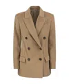 Brunello Cucinelli Double-breasted Jacket With Necklace In Brown