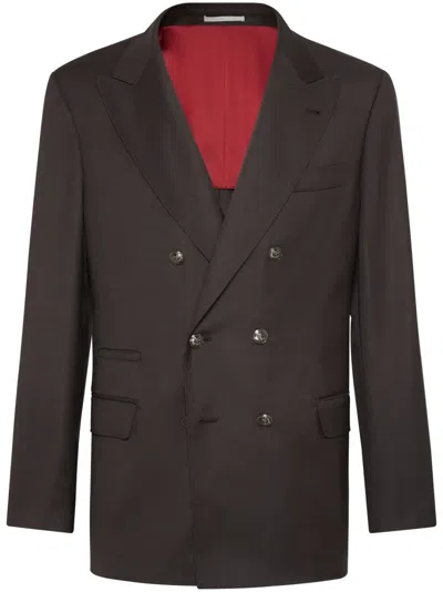 Brunello Cucinelli Double-breasted Blazer In Brown