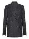Brunello Cucinelli Double-breasted Blazer In Gray