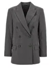 Brunello Cucinelli Grey Double-breasted Blazer In Gray