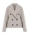 Brunello Cucinelli Virgin Wool-cashmere Double-breasted Jacket In Gray