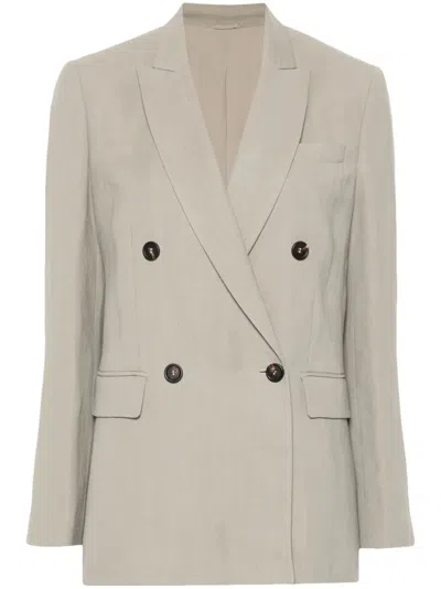 Brunello Cucinelli Double-breasted Blazer In Green