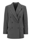 Brunello Cucinelli Grey Double-breasted Blazer In Grey