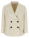 Brunello Cucinelli Double-breasted Blazer In Neutral
