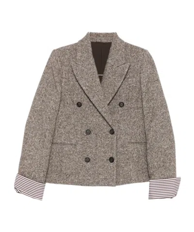Brunello Cucinelli Long-sleeved Suit Jacket In Neutral