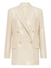 Brunello Cucinelli Wool-cashmere Dazzling Chevron Blazer In Neutral