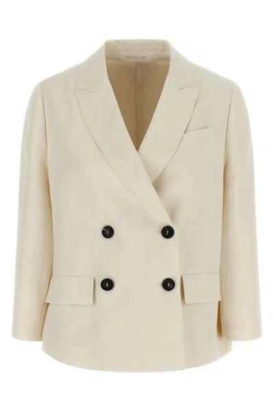 Brunello Cucinelli Double-breasted Blazer In White