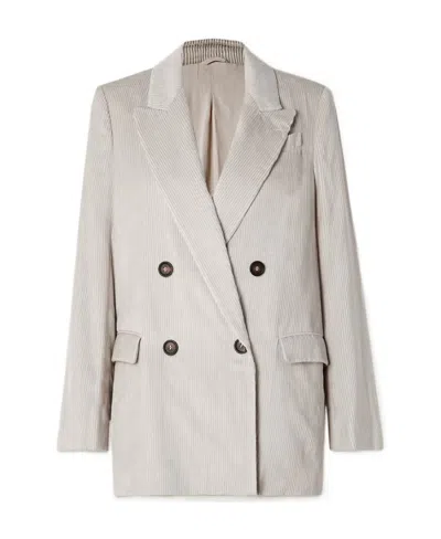 Brunello Cucinelli Double-breasted Blazer In White