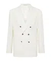 Brunello Cucinelli Wool Double-breasted Suit Jacket In White