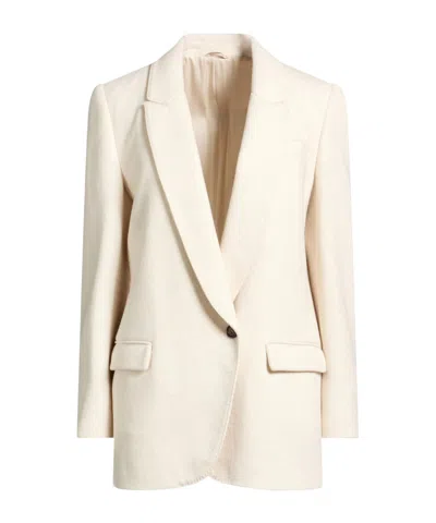 Brunello Cucinelli Double Breasted Blazers In White
