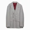 BRUNELLO CUCINELLI DOUBLE-BREASTED BROWN PRINCE OF WALES JACKET FOR MEN