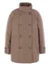 Brunello Cucinelli Short Button Detailing Down Jacket In Brown