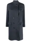 Brunello Cucinelli Double-breasted Button-fastening Coat In Blue