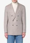 Brunello Cucinelli Double-breasted Jacket In Linen And Cotton Men In Gray