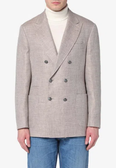 BRUNELLO CUCINELLI DOUBLE-BREASTED BUTTONED BLAZER