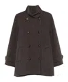 Brunello Cucinelli Double-breasted Buttoned Coat In Brown