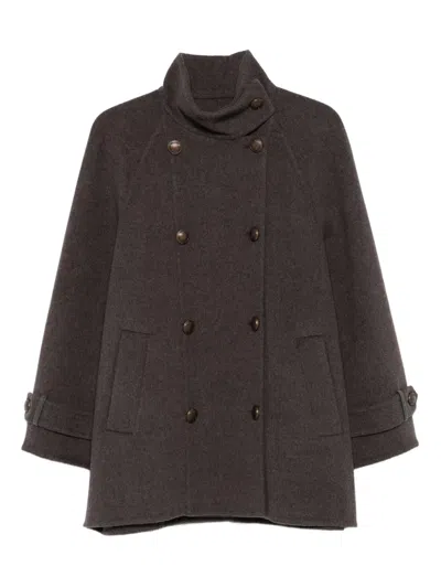 Brunello Cucinelli Double-breasted Buttoned Coat In Gray