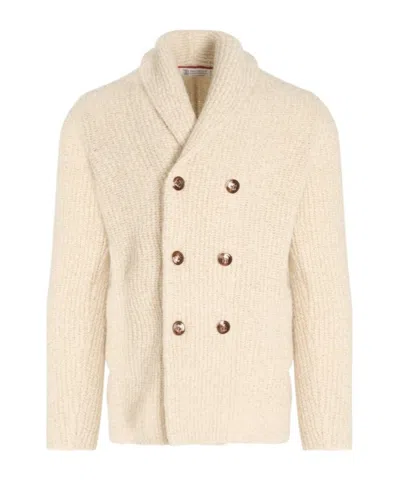 Brunello Cucinelli Double Breasted Cardigan In Neutral