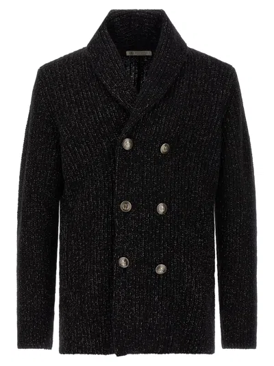 Brunello Cucinelli Double-breasted Cardigan Sweaters And Cardigans Black