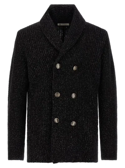 BRUNELLO CUCINELLI BRUNELLO CUCINELLI DOUBLE-BREASTED CASHMERE AND SILK BLEND CARDIGAN