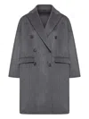 Brunello Cucinelli Double-breasted Cashmere Coat In Gray