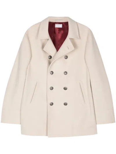 Brunello Cucinelli Double-breasted Cashmere Jacket In Neutrals