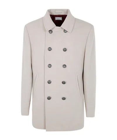 Brunello Cucinelli Double-breasted Cashmere Jacket In White