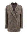 Brunello Cucinelli Check Pattern Mohair Blazer Jacket In Brown