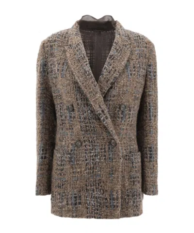 BRUNELLO CUCINELLI DOUBLE-BREASTED CHECKED BLAZER