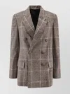 Brunello Cucinelli Double-breasted Checkered Blazer Lapel Design
