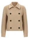 Brunello Cucinelli Cashmere Coat With Notched Collar And Double-breasted Design In Neutral