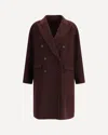 Brunello Cucinelli Double-breasted Coat With Peaked Lapels And Button Detailing In Burgundy