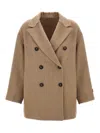 Brunello Cucinelli Short Cashmere Double Breasted Coat In Beige