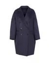 Brunello Cucinelli Cashmere Double-breasted Coat In Blue