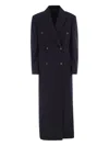 Brunello Cucinelli Long Wool Coat With Jewellery In Blue